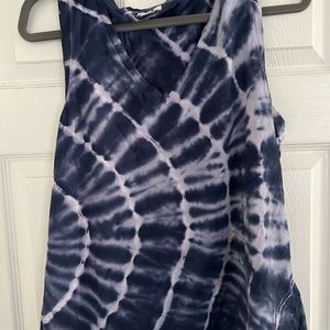J Crew Factory Vneck sleeveless top. Cotton. Size Large. Blue/purple tie dye